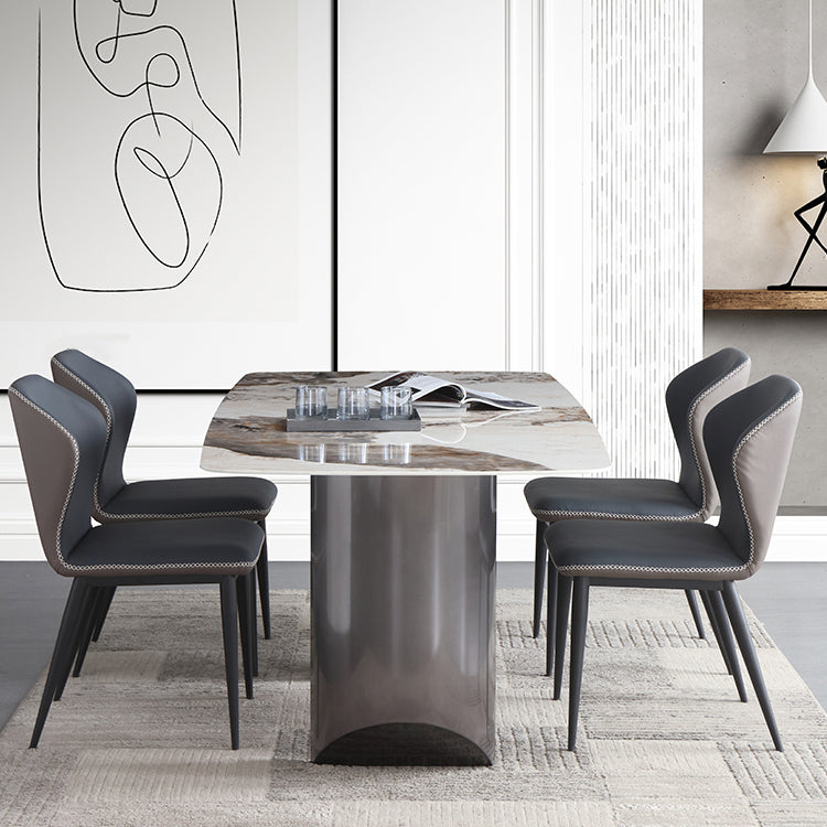 Modern Sintered Stone Top Dining Set Rectangle 1/4/5/7 Pieces Dining Room Table Set 5 Pieces: Table, 4 Chairs Clearhalo 'Dining Room Sets' 'Dining Tables & Seating' 'dining_room_set' 'furn' 'furn_dining_room_set' 'Furniture' 'furniture_dining_room_set' 'Kitchen & Dining Furniture' 5032424