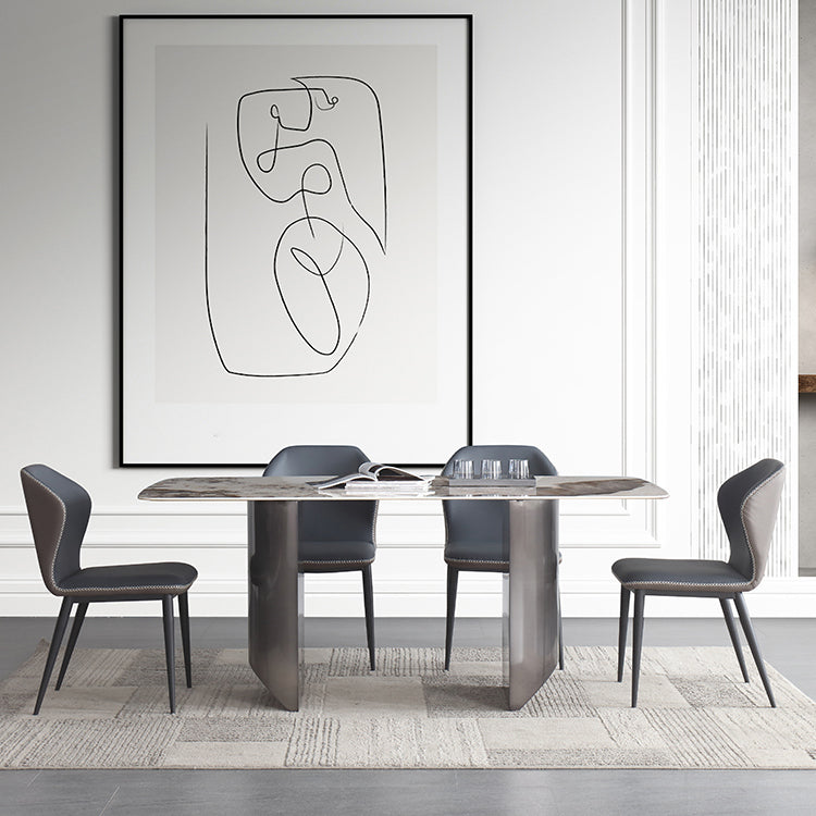 Modern Sintered Stone Top Dining Set Rectangle 1/4/5/7 Pieces Dining Room Table Set Clearhalo 'Dining Room Sets' 'Dining Tables & Seating' 'dining_room_set' 'furn' 'furn_dining_room_set' 'Furniture' 'furniture_dining_room_set' 'Kitchen & Dining Furniture' 5032426