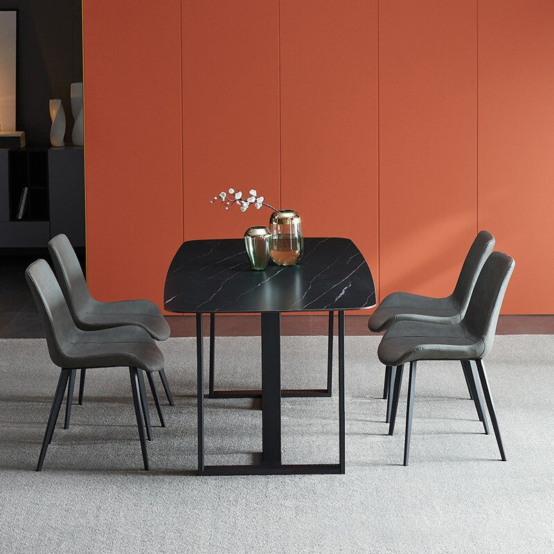 Modern Sintered Stone Dining Table Set Rectangle 1/2/5/7 Pieces Dining Set for Home Use Clearhalo 'Dining Room Sets' 'Dining Tables & Seating' 'dining_room_set' 'furn' 'furn_dining_room_set' 'Furniture' 'furniture_dining_room_set' 'Kitchen & Dining Furniture' 5032501