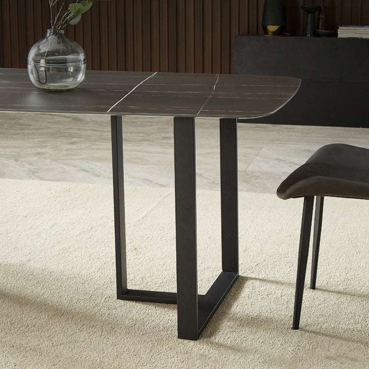 Modern Sintered Stone Dining Table Set Rectangle 1/2/5/7 Pieces Dining Set for Home Use Clearhalo 'Dining Room Sets' 'Dining Tables & Seating' 'dining_room_set' 'furn' 'furn_dining_room_set' 'Furniture' 'furniture_dining_room_set' 'Kitchen & Dining Furniture' 5032507