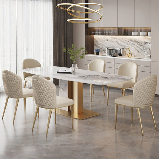 Luxury Sintered Stone Top Dining Set Rectangle 1/2/5/7 Pieces Kitchen Table with Chairs Clearhalo 'Dining Room Sets' 'Dining Tables & Seating' 'dining_room_set' 'furn' 'furn_dining_room_set' 'Furniture' 'furniture_dining_room_set' 'Kitchen & Dining Furniture' 5032529