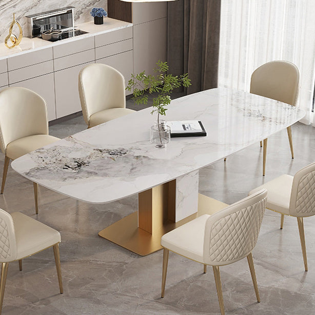 Luxury Sintered Stone Top Dining Set Rectangle 1/2/5/7 Pieces Kitchen Table with Chairs Clearhalo 'Dining Room Sets' 'Dining Tables & Seating' 'dining_room_set' 'furn' 'furn_dining_room_set' 'Furniture' 'furniture_dining_room_set' 'Kitchen & Dining Furniture' 5032531