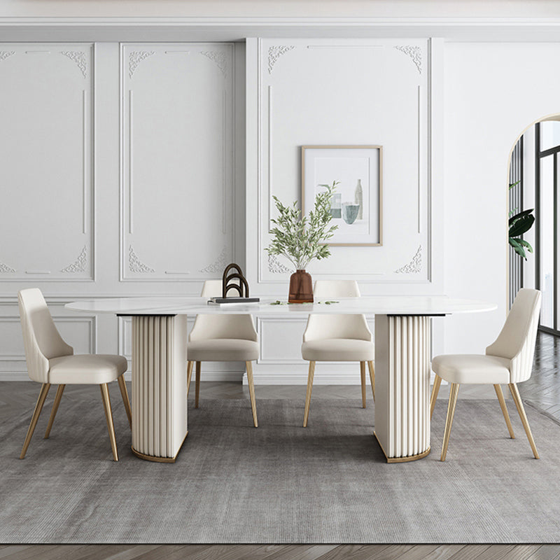 Glam Style Oval Sintered Stone Dining Set 1/4/5/7 Pieces Dining Set for Dining Areas Clearhalo 'Dining Room Sets' 'Dining Tables & Seating' 'dining_room_set' 'furn' 'furn_dining_room_set' 'Furniture' 'furniture_dining_room_set' 'Kitchen & Dining Furniture' 5032547