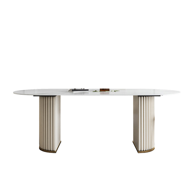 Glam Style Oval Sintered Stone Dining Set 1/4/5/7 Pieces Dining Set for Dining Areas Clearhalo 'Dining Room Sets' 'Dining Tables & Seating' 'dining_room_set' 'furn' 'furn_dining_room_set' 'Furniture' 'furniture_dining_room_set' 'Kitchen & Dining Furniture' 5032549