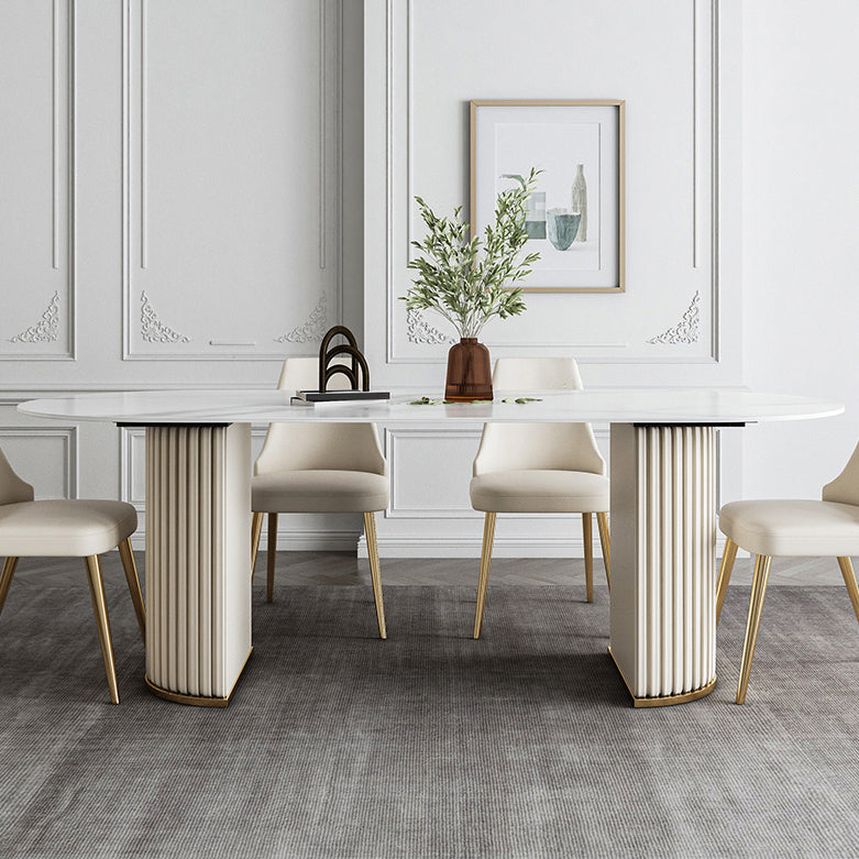 Glam Style Oval Sintered Stone Dining Set 1/4/5/7 Pieces Dining Set for Dining Areas Clearhalo 'Dining Room Sets' 'Dining Tables & Seating' 'dining_room_set' 'furn' 'furn_dining_room_set' 'Furniture' 'furniture_dining_room_set' 'Kitchen & Dining Furniture' 5032554