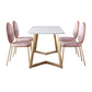 Glam Iron Dinette Set 1/2/5 Pieces Rectangle Sintered Stone Top Dining Table Set 5 Pieces: White Table, 4 Pink Chairs Clearhalo 'Dining Room Sets' 'Dining Tables & Seating' 'dining_room_set' 'furn' 'furn_dining_room_set' 'Furniture' 'furniture_dining_room_set' 'Kitchen & Dining Furniture' 5032579