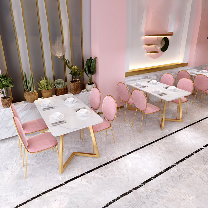 Glam Iron Dinette Set 1/2/5 Pieces Rectangle Sintered Stone Top Dining Table Set Clearhalo 'Dining Room Sets' 'Dining Tables & Seating' 'dining_room_set' 'furn' 'furn_dining_room_set' 'Furniture' 'furniture_dining_room_set' 'Kitchen & Dining Furniture' 5032583