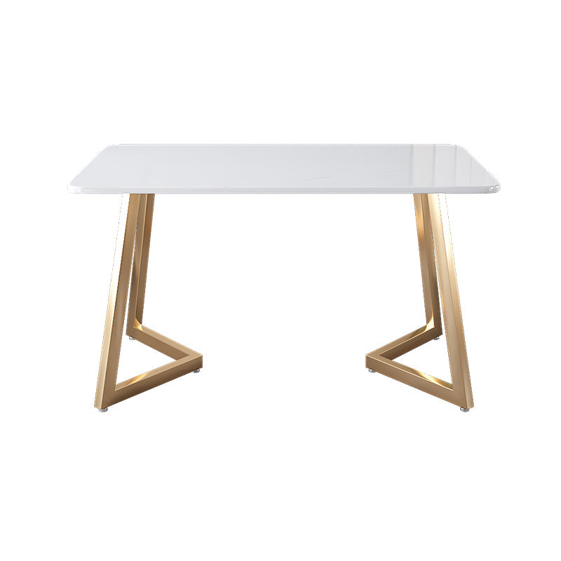 Glam Iron Dinette Set 1/2/5 Pieces Rectangle Sintered Stone Top Dining Table Set Clearhalo 'Dining Room Sets' 'Dining Tables & Seating' 'dining_room_set' 'furn' 'furn_dining_room_set' 'Furniture' 'furniture_dining_room_set' 'Kitchen & Dining Furniture' 5032584