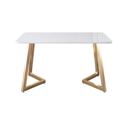 Glam Iron Dinette Set 1/2/5 Pieces Rectangle Sintered Stone Top Dining Table Set Clearhalo 'Dining Room Sets' 'Dining Tables & Seating' 'dining_room_set' 'furn' 'furn_dining_room_set' 'Furniture' 'furniture_dining_room_set' 'Kitchen & Dining Furniture' 5032584