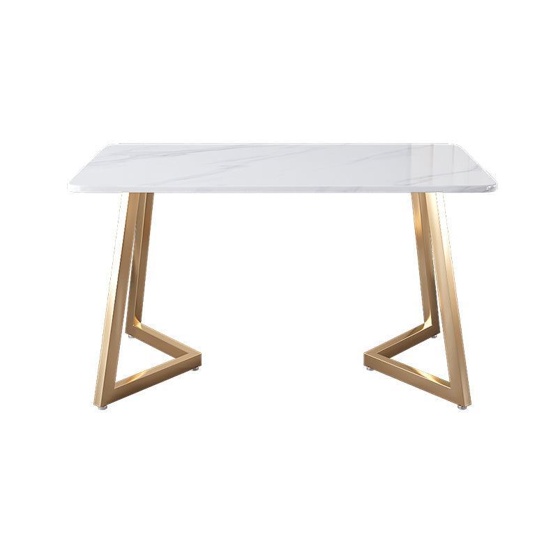 Glam Iron Dinette Set 1/2/5 Pieces Rectangle Sintered Stone Top Dining Table Set Clearhalo 'Dining Room Sets' 'Dining Tables & Seating' 'dining_room_set' 'furn' 'furn_dining_room_set' 'Furniture' 'furniture_dining_room_set' 'Kitchen & Dining Furniture' 5032590