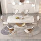 Luxury Sintered Stone Top Dining Set Rectangle 1/4/5/7/9 Pieces Kitchen Table with Chairs 7 Pieces: Table, 6 Chairs Clearhalo 'Dining Room Sets' 'Dining Tables & Seating' 'dining_room_set' 'furn' 'furn_dining_room_set' 'Furniture' 'furniture_dining_room_set' 'Kitchen & Dining Furniture' 5032617