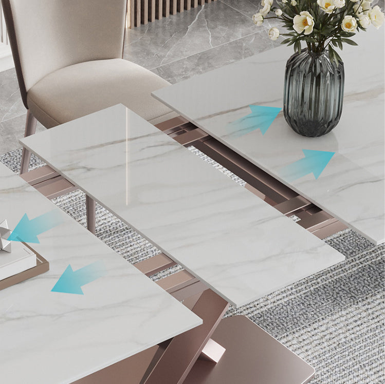 Modern Rectangle Sintered Stone Dining Table Set 1/4/5/6/7 Pieces Dining Set for Home Use Clearhalo 'Dining Room Sets' 'Dining Tables & Seating' 'dining_room_set' 'furn' 'furn_dining_room_set' 'Furniture' 'furniture_dining_room_set' 'Kitchen & Dining Furniture' 5032642