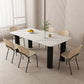 Modern Sintered Stone Dining Table Set 1/4/5/7 Pieces Dining Set 7 Pieces: Black Table, 6 Chairs Clearhalo 'Dining Room Sets' 'Dining Tables & Seating' 'dining_room_set' 'furn' 'furn_dining_room_set' 'Furniture' 'furniture_dining_room_set' 'Kitchen & Dining Furniture' 5032652