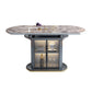 Glam Home Extendable Dining Table Sintered Stone Pedestal Table with Drawers Gray 53.1"L x 53.1"W x 29.9"H Without Chairs Clearhalo 'Dining Tables & Seating' 'Dining Tables' 'dining_table' 'furn' 'furn_dining_table' 'Furniture' 'furniture_dining_table' 'Kitchen & Dining Furniture' 'kitchen' 'kitchen_dining_table' 5032674