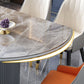 Glam Home Extendable Dining Table Sintered Stone Pedestal Table with Drawers Clearhalo 'Dining Tables & Seating' 'Dining Tables' 'dining_table' 'furn' 'furn_dining_table' 'Furniture' 'furniture_dining_table' 'Kitchen & Dining Furniture' 'kitchen' 'kitchen_dining_table' 5032676
