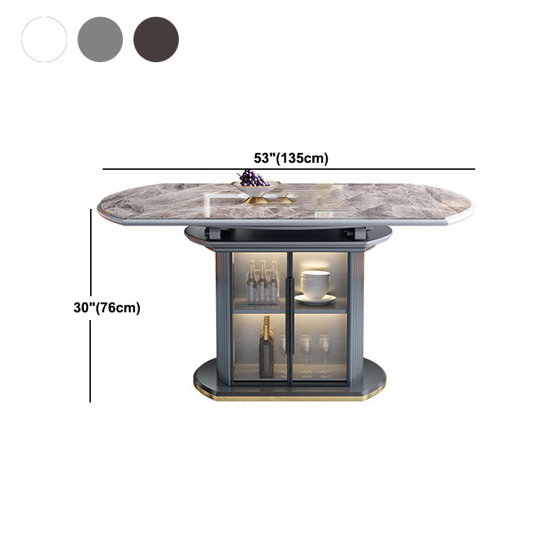 Glam Home Extendable Dining Table Sintered Stone Pedestal Table with Drawers Clearhalo 'Dining Tables & Seating' 'Dining Tables' 'dining_table' 'furn' 'furn_dining_table' 'Furniture' 'furniture_dining_table' 'Kitchen & Dining Furniture' 'kitchen' 'kitchen_dining_table' 5032680