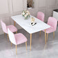 Gold Iron 4 Legs Dining Table Stone Center Top Traditional Luxury Dining Table Legs 63"L x 31.5"W x 29.5"H Without Chairs Clearhalo 'Dining Tables & Seating' 'Dining Tables' 'dining_table' 'furn' 'furn_dining_table' 'Furniture' 'furniture_dining_table' 'Kitchen & Dining Furniture' 'kitchen' 'kitchen_dining_table' 5032684