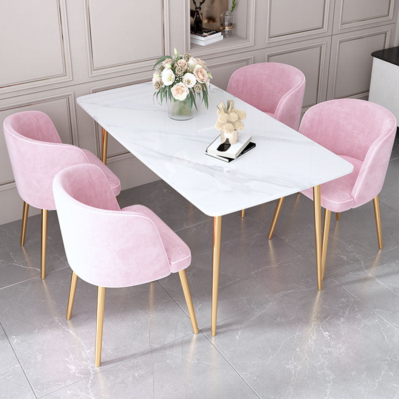 Gold Iron 4 Legs Dining Table Stone Center Top Traditional Luxury Dining Table Legs 70.9"L x 35.4"W x 29.5"H Without Chairs Clearhalo 'Dining Tables & Seating' 'Dining Tables' 'dining_table' 'furn' 'furn_dining_table' 'Furniture' 'furniture_dining_table' 'Kitchen & Dining Furniture' 'kitchen' 'kitchen_dining_table' 5032685