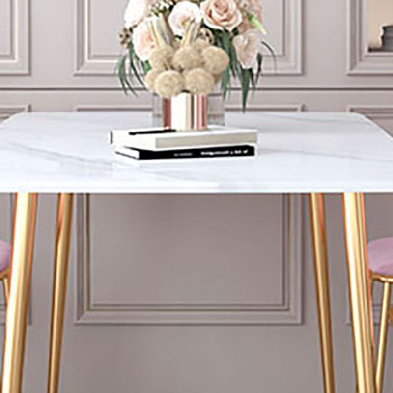 Gold Iron 4 Legs Dining Table Stone Center Top Traditional Luxury Dining Table Clearhalo 'Dining Tables & Seating' 'Dining Tables' 'dining_table' 'furn' 'furn_dining_table' 'Furniture' 'furniture_dining_table' 'Kitchen & Dining Furniture' 'kitchen' 'kitchen_dining_table' 5032689