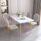 Gold Iron 4 Legs Dining Table Stone Center Top Traditional Luxury Dining Table Clearhalo 'Dining Tables & Seating' 'Dining Tables' 'dining_table' 'furn' 'furn_dining_table' 'Furniture' 'furniture_dining_table' 'Kitchen & Dining Furniture' 'kitchen' 'kitchen_dining_table' 5032690