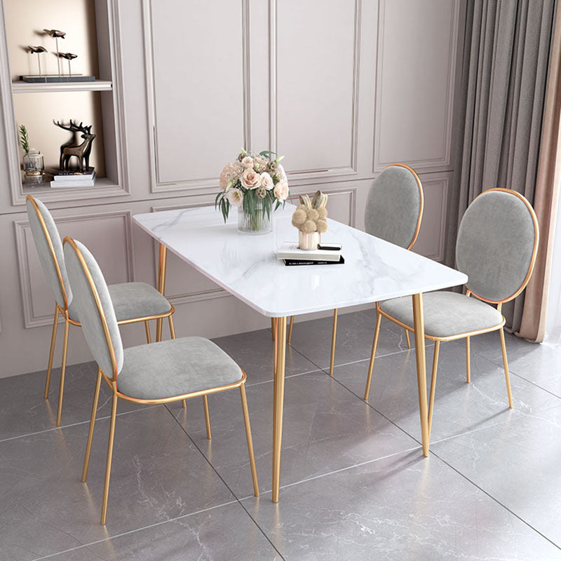 Gold Iron 4 Legs Dining Table Stone Center Top Traditional Luxury Dining Table Clearhalo 'Dining Tables & Seating' 'Dining Tables' 'dining_table' 'furn' 'furn_dining_table' 'Furniture' 'furniture_dining_table' 'Kitchen & Dining Furniture' 'kitchen' 'kitchen_dining_table' 5032690