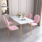 Gold Iron 4 Legs Dining Table Stone Center Top Traditional Luxury Dining Table Clearhalo 'Dining Tables & Seating' 'Dining Tables' 'dining_table' 'furn' 'furn_dining_table' 'Furniture' 'furniture_dining_table' 'Kitchen & Dining Furniture' 'kitchen' 'kitchen_dining_table' 5032691