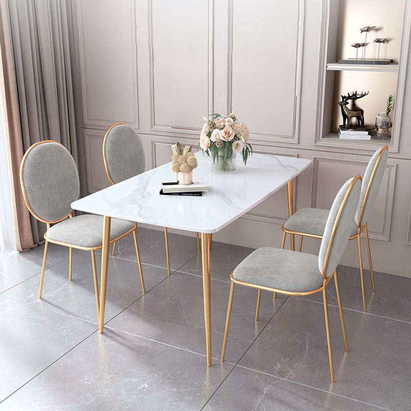 Gold Iron 4 Legs Dining Table Stone Center Top Traditional Luxury Dining Table Clearhalo 'Dining Tables & Seating' 'Dining Tables' 'dining_table' 'furn' 'furn_dining_table' 'Furniture' 'furniture_dining_table' 'Kitchen & Dining Furniture' 'kitchen' 'kitchen_dining_table' 5032694