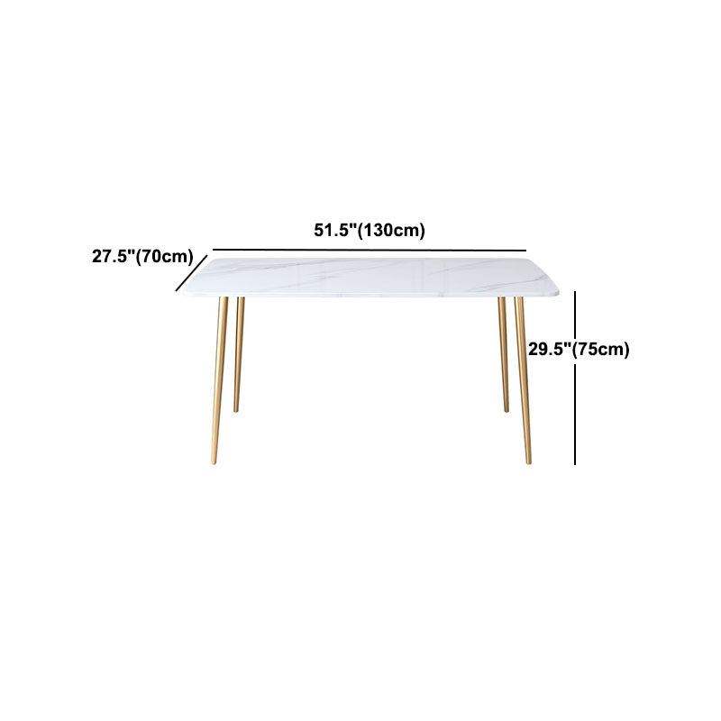 Gold Iron 4 Legs Dining Table Stone Center Top Traditional Luxury Dining Table Clearhalo 'Dining Tables & Seating' 'Dining Tables' 'dining_table' 'furn' 'furn_dining_table' 'Furniture' 'furniture_dining_table' 'Kitchen & Dining Furniture' 'kitchen' 'kitchen_dining_table' 5032697