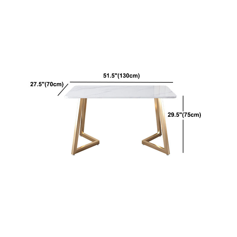 Gold Iron 4 Legs Dining Table Stone Center Top Traditional Luxury Dining Table Clearhalo 'Dining Tables & Seating' 'Dining Tables' 'dining_table' 'furn' 'furn_dining_table' 'Furniture' 'furniture_dining_table' 'Kitchen & Dining Furniture' 'kitchen' 'kitchen_dining_table' 5032698