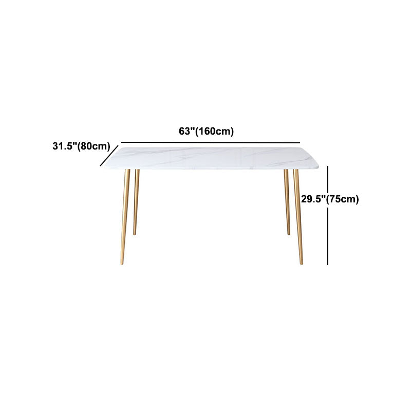 Gold Iron 4 Legs Dining Table Stone Center Top Traditional Luxury Dining Table Clearhalo 'Dining Tables & Seating' 'Dining Tables' 'dining_table' 'furn' 'furn_dining_table' 'Furniture' 'furniture_dining_table' 'Kitchen & Dining Furniture' 'kitchen' 'kitchen_dining_table' 5032701