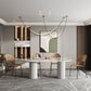 Oval Modern Dining Table Stone Top Metal Double Pedestal Dining Room Table Clearhalo 'Dining Tables & Seating' 'Dining Tables' 'dining_table' 'furn' 'furn_dining_table' 'Furniture' 'furniture_dining_table' 'Kitchen & Dining Furniture' 'kitchen' 'kitchen_dining_table' 5032716