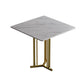 Stone Top Dining Table Contemporary Dining Table with Gold Pedestal Base Square Without Chairs Clearhalo 'Dining Tables & Seating' 'Dining Tables' 'dining_table' 'furn' 'furn_dining_table' 'Furniture' 'furniture_dining_table' 'Kitchen & Dining Furniture' 'kitchen' 'kitchen_dining_table' 5032726