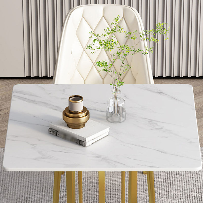 Stone Top Dining Table Contemporary Dining Table with Gold Pedestal Base Clearhalo 'Dining Tables & Seating' 'Dining Tables' 'dining_table' 'furn' 'furn_dining_table' 'Furniture' 'furniture_dining_table' 'Kitchen & Dining Furniture' 'kitchen' 'kitchen_dining_table' 5032727