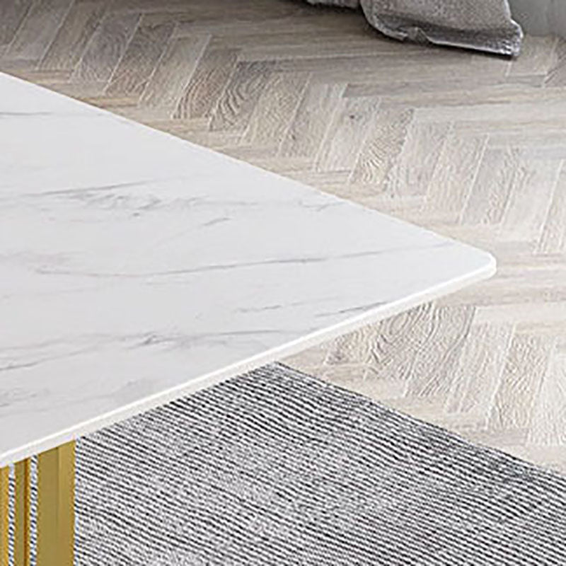 Stone Top Dining Table Contemporary Dining Table with Gold Pedestal Base Clearhalo 'Dining Tables & Seating' 'Dining Tables' 'dining_table' 'furn' 'furn_dining_table' 'Furniture' 'furniture_dining_table' 'Kitchen & Dining Furniture' 'kitchen' 'kitchen_dining_table' 5032729