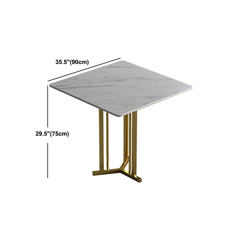 Stone Top Dining Table Contemporary Dining Table with Gold Pedestal Base Clearhalo 'Dining Tables & Seating' 'Dining Tables' 'dining_table' 'furn' 'furn_dining_table' 'Furniture' 'furniture_dining_table' 'Kitchen & Dining Furniture' 'kitchen' 'kitchen_dining_table' 5032739