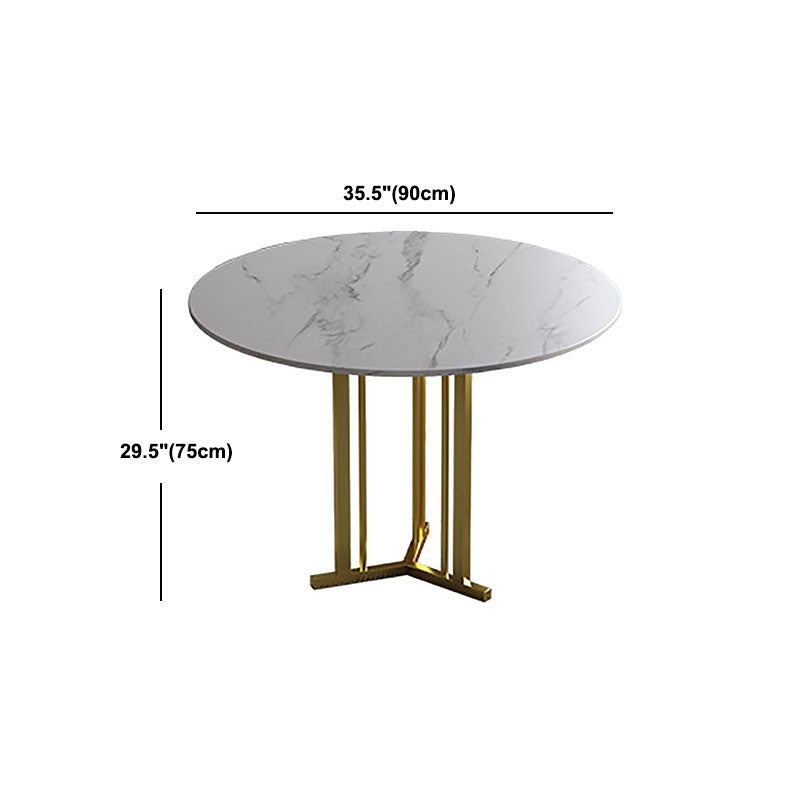 Stone Top Dining Table Contemporary Dining Table with Gold Pedestal Base Clearhalo 'Dining Tables & Seating' 'Dining Tables' 'dining_table' 'furn' 'furn_dining_table' 'Furniture' 'furniture_dining_table' 'Kitchen & Dining Furniture' 'kitchen' 'kitchen_dining_table' 5032740
