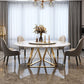 Stone Top Dining Table Traditional Luxury Table with Gold Pedestal Base White 51.2"L x 51.2"W x 29.5"H Without Chairs Clearhalo 'Dining Tables & Seating' 'Dining Tables' 'dining_table' 'furn' 'furn_dining_table' 'Furniture' 'furniture_dining_table' 'Kitchen & Dining Furniture' 'kitchen' 'kitchen_dining_table' 5032743