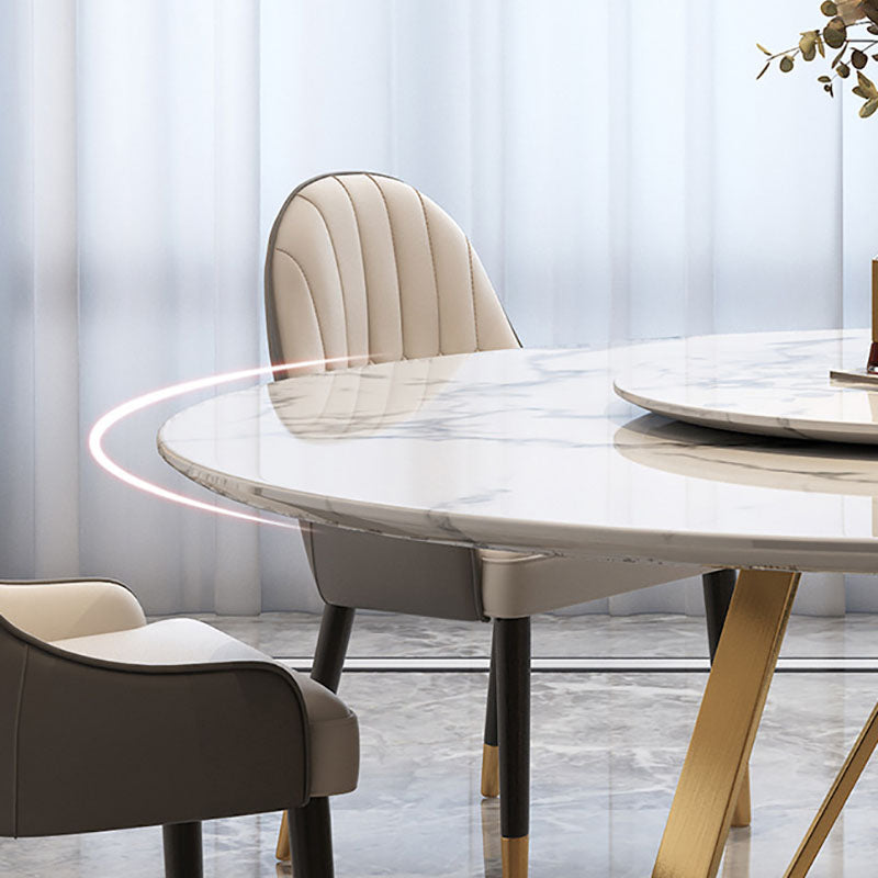 Stone Top Dining Table Traditional Luxury Table with Gold Pedestal Base Clearhalo 'Dining Tables & Seating' 'Dining Tables' 'dining_table' 'furn' 'furn_dining_table' 'Furniture' 'furniture_dining_table' 'Kitchen & Dining Furniture' 'kitchen' 'kitchen_dining_table' 5032748