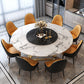 Stone Top Dining Table Traditional Luxury Table with Gold Pedestal Base Clearhalo 'Dining Tables & Seating' 'Dining Tables' 'dining_table' 'furn' 'furn_dining_table' 'Furniture' 'furniture_dining_table' 'Kitchen & Dining Furniture' 'kitchen' 'kitchen_dining_table' 5032750