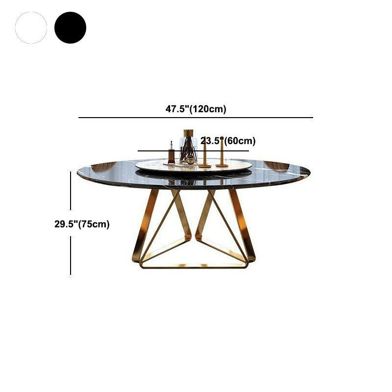 Stone Top Dining Table Traditional Luxury Table with Gold Pedestal Base Clearhalo 'Dining Tables & Seating' 'Dining Tables' 'dining_table' 'furn' 'furn_dining_table' 'Furniture' 'furniture_dining_table' 'Kitchen & Dining Furniture' 'kitchen' 'kitchen_dining_table' 5032751