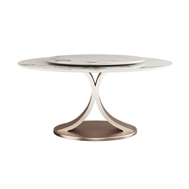 Glam Sintered Stone Dining Table Round Dinner Room Table for Dining Room 47.2"L x 47.2"W x 29.5"H Lazy Susan Without Chairs Clearhalo 'Dining Tables & Seating' 'Dining Tables' 'dining_table' 'furn' 'furn_dining_table' 'Furniture' 'furniture_dining_table' 'Kitchen & Dining Furniture' 'kitchen' 'kitchen_dining_table' 5032759
