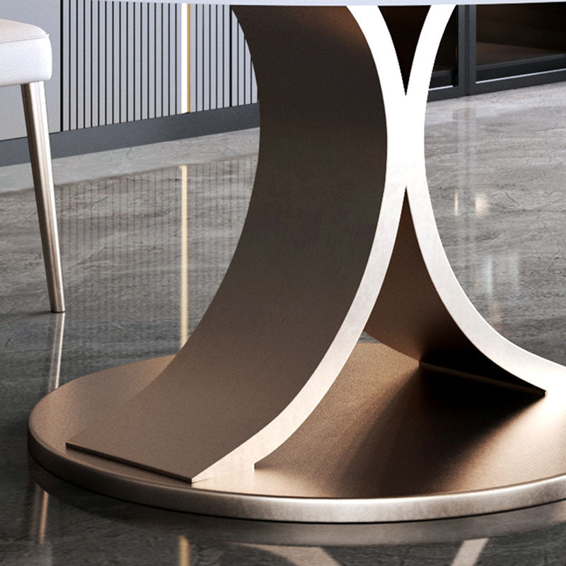 Glam Sintered Stone Dining Table Round Dinner Room Table for Dining Room Clearhalo 'Dining Tables & Seating' 'Dining Tables' 'dining_table' 'furn' 'furn_dining_table' 'Furniture' 'furniture_dining_table' 'Kitchen & Dining Furniture' 'kitchen' 'kitchen_dining_table' 5032760