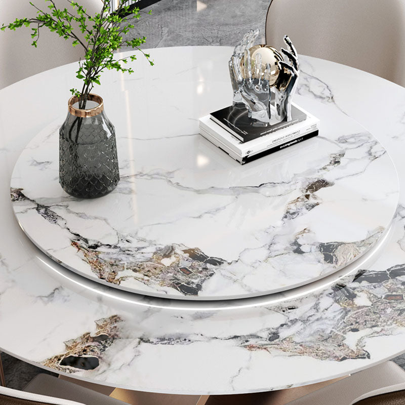 Glam Sintered Stone Dining Table Round Dinner Room Table for Dining Room Clearhalo 'Dining Tables & Seating' 'Dining Tables' 'dining_table' 'furn' 'furn_dining_table' 'Furniture' 'furniture_dining_table' 'Kitchen & Dining Furniture' 'kitchen' 'kitchen_dining_table' 5032762