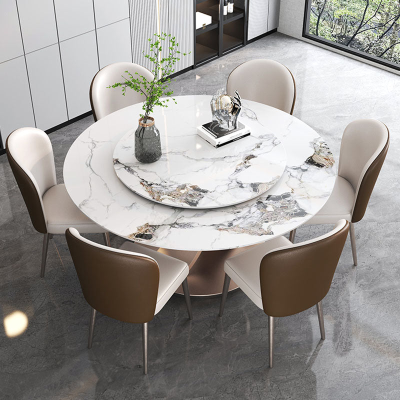Glam Sintered Stone Dining Table Round Dinner Room Table for Dining Room Clearhalo 'Dining Tables & Seating' 'Dining Tables' 'dining_table' 'furn' 'furn_dining_table' 'Furniture' 'furniture_dining_table' 'Kitchen & Dining Furniture' 'kitchen' 'kitchen_dining_table' 5032764