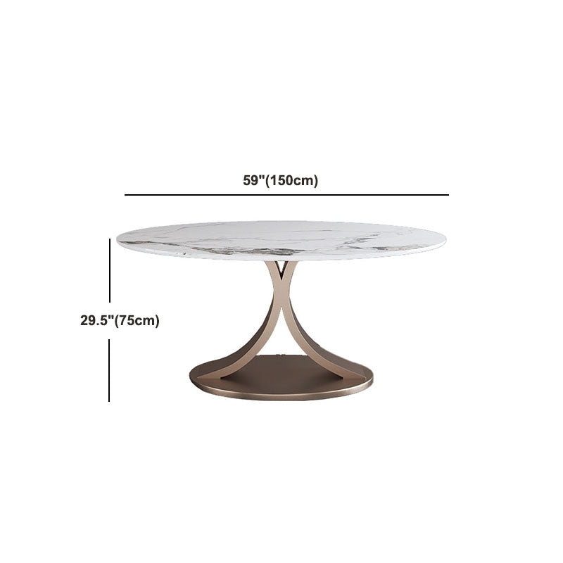 Glam Sintered Stone Dining Table Round Dinner Room Table for Dining Room Clearhalo 'Dining Tables & Seating' 'Dining Tables' 'dining_table' 'furn' 'furn_dining_table' 'Furniture' 'furniture_dining_table' 'Kitchen & Dining Furniture' 'kitchen' 'kitchen_dining_table' 5032771