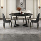 Modern Round Standard Height Dining Table Stone Double Pedestal Dining Table Black 59.1"L x 59.1"W x 29.5"H Without Chairs Clearhalo 'Dining Tables & Seating' 'Dining Tables' 'dining_table' 'furn' 'furn_dining_table' 'Furniture' 'furniture_dining_table' 'Kitchen & Dining Furniture' 'kitchen' 'kitchen_dining_table' 5032774