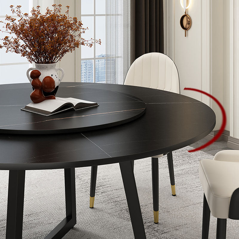Modern Round Standard Height Dining Table Stone Double Pedestal Dining Table Clearhalo 'Dining Tables & Seating' 'Dining Tables' 'dining_table' 'furn' 'furn_dining_table' 'Furniture' 'furniture_dining_table' 'Kitchen & Dining Furniture' 'kitchen' 'kitchen_dining_table' 5032778