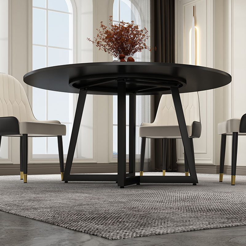 Modern Round Standard Height Dining Table Stone Double Pedestal Dining Table Clearhalo 'Dining Tables & Seating' 'Dining Tables' 'dining_table' 'furn' 'furn_dining_table' 'Furniture' 'furniture_dining_table' 'Kitchen & Dining Furniture' 'kitchen' 'kitchen_dining_table' 5032779