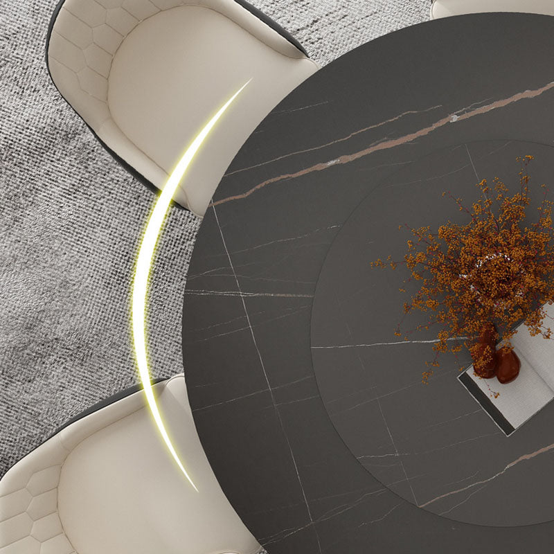 Modern Round Standard Height Dining Table Stone Double Pedestal Dining Table Clearhalo 'Dining Tables & Seating' 'Dining Tables' 'dining_table' 'furn' 'furn_dining_table' 'Furniture' 'furniture_dining_table' 'Kitchen & Dining Furniture' 'kitchen' 'kitchen_dining_table' 5032780