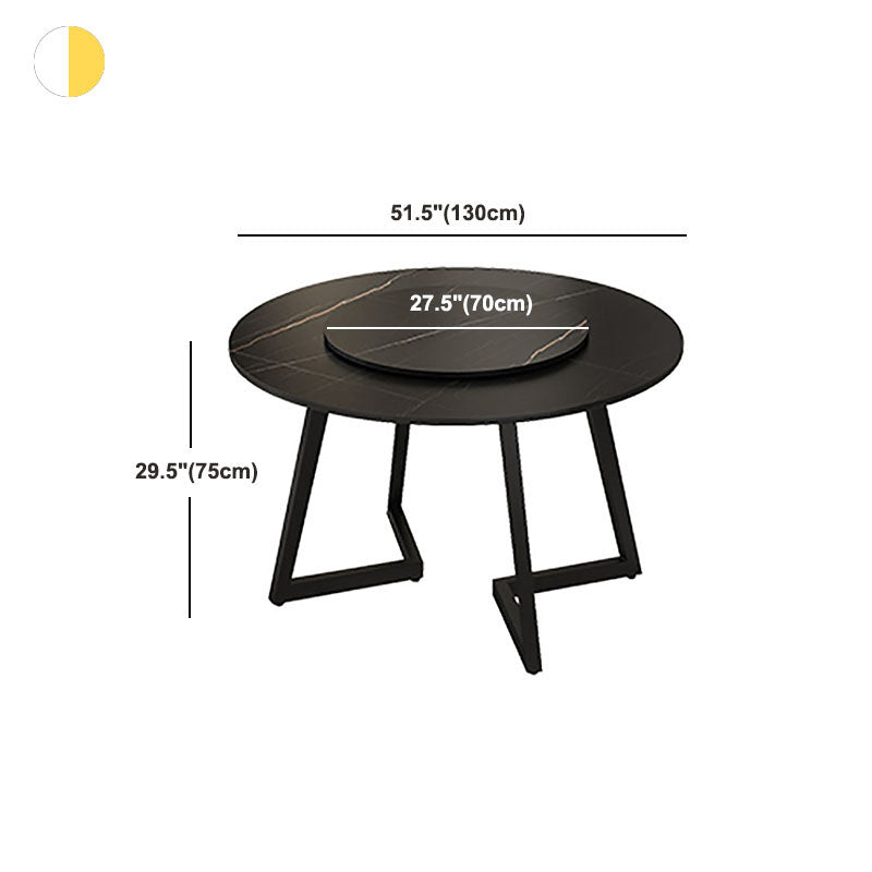 Modern Round Standard Height Dining Table Stone Double Pedestal Dining Table Clearhalo 'Dining Tables & Seating' 'Dining Tables' 'dining_table' 'furn' 'furn_dining_table' 'Furniture' 'furniture_dining_table' 'Kitchen & Dining Furniture' 'kitchen' 'kitchen_dining_table' 5032791